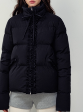 Black girly fungus lace short bread coat warm down jacket